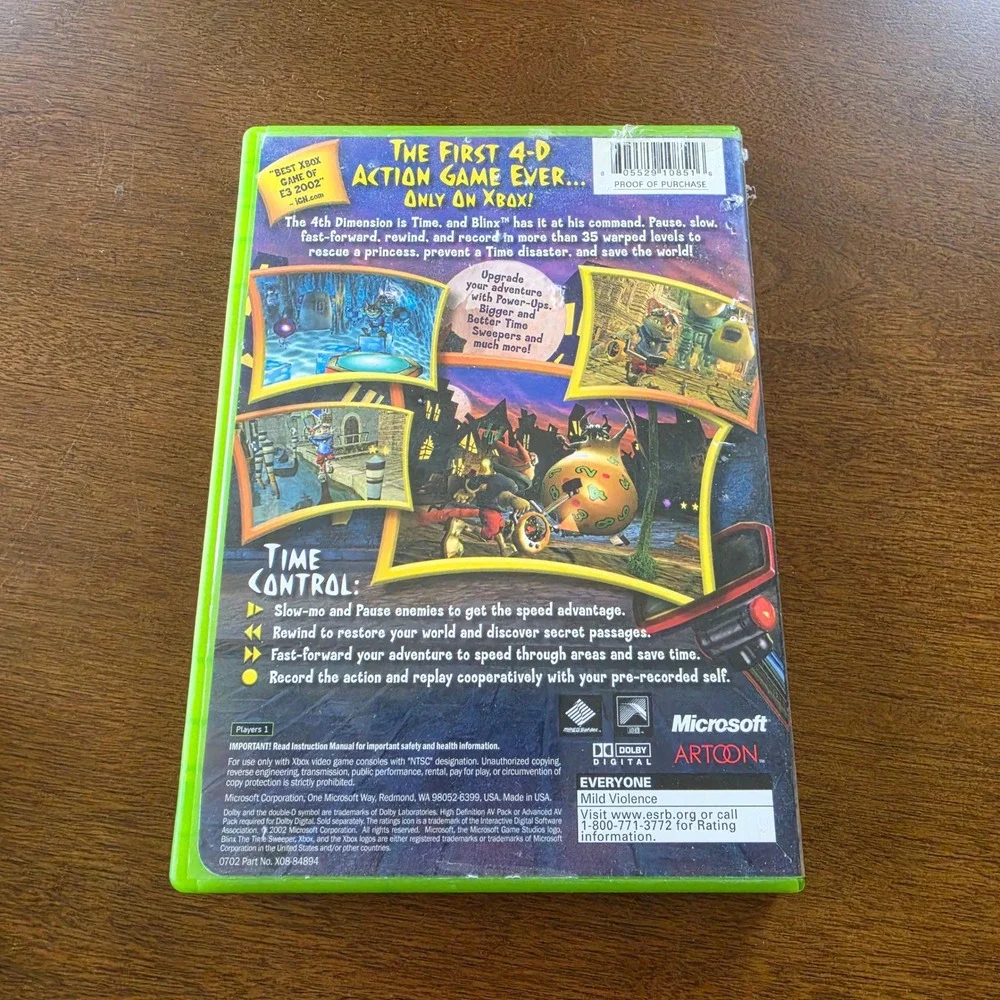 Blinx The Time Sweeper Green Original Xbox Game CIB Action Platformer